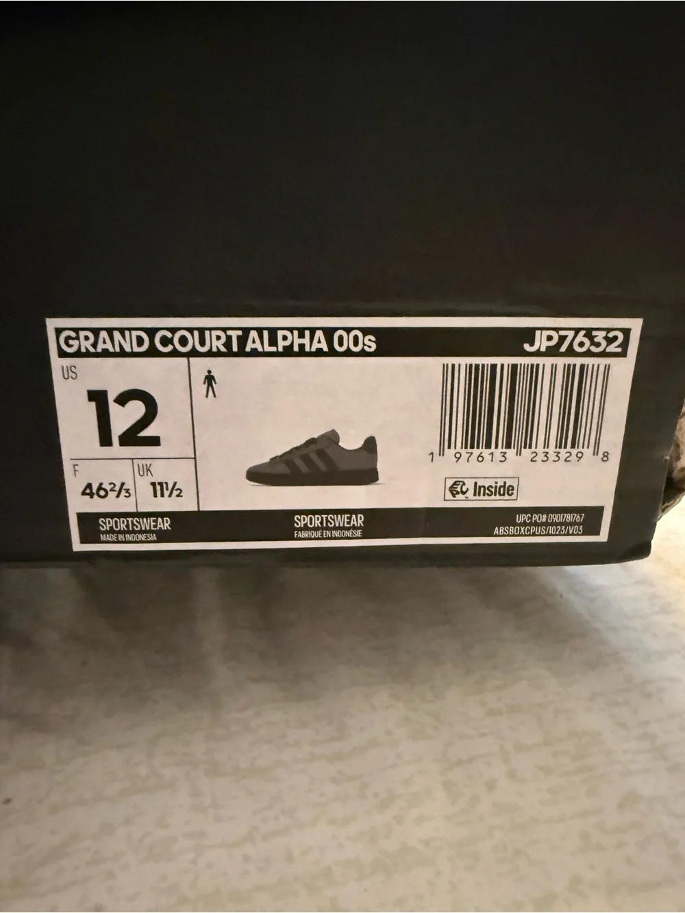 NIB Adidas Grand Court Alpha 0 Gray and Black Suede Sneakers